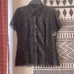 Vintage Escada button up lace blouse Sz 40
